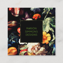 Vintage Blüte am Schwarzen Platz Quadratische Visitenkarte