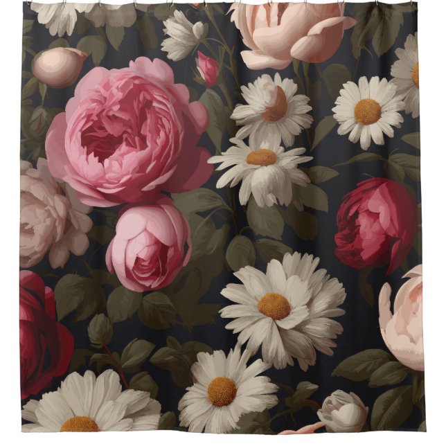 Vintage Blüte: Duschvorhang (Vorderseite)
