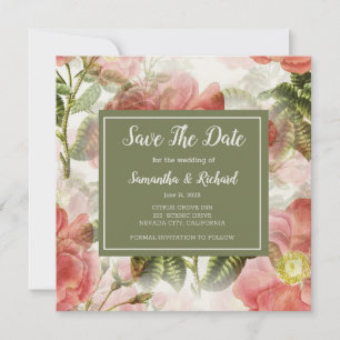 Vintage Blüte Save the Date gestrichen