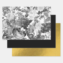 Vintage Blüten aus Schwarz, Weiß und Gold