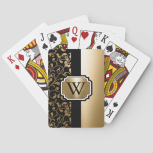 Vintage Blüten in Schwarz und Golden Spielkarten