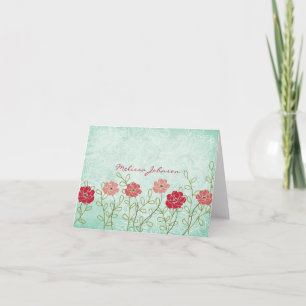 Vintage Blüten und Blätter Personalisiert Notecard