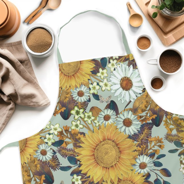 Vintage Blütenblume Schürze (Get creative in the kitchen with our Country Sunflower Womens apron! )