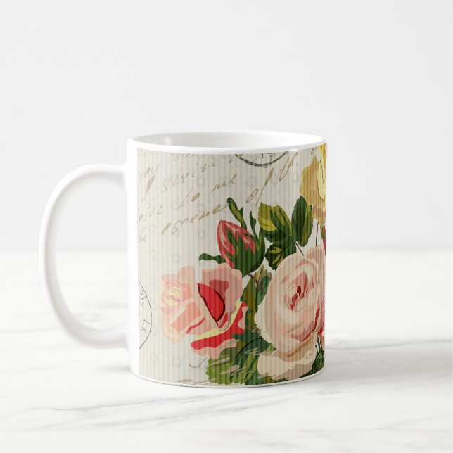 Vintage Blüteneleganz, Schmetterlingeleganz Kaffeetasse (Links)