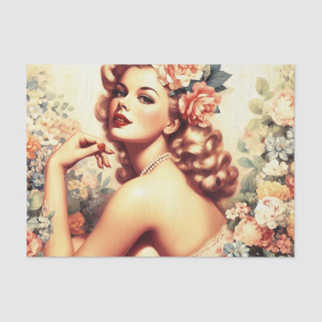 Vintage Blütenfrau Seidenpapier (Vorderseite)