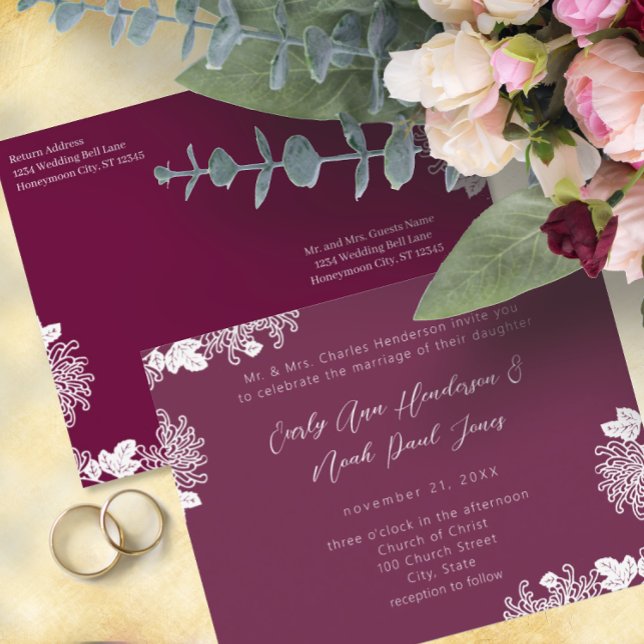 Vintage Blütenhochzeit Einladungspostkarte (Von Creator hochgeladen)