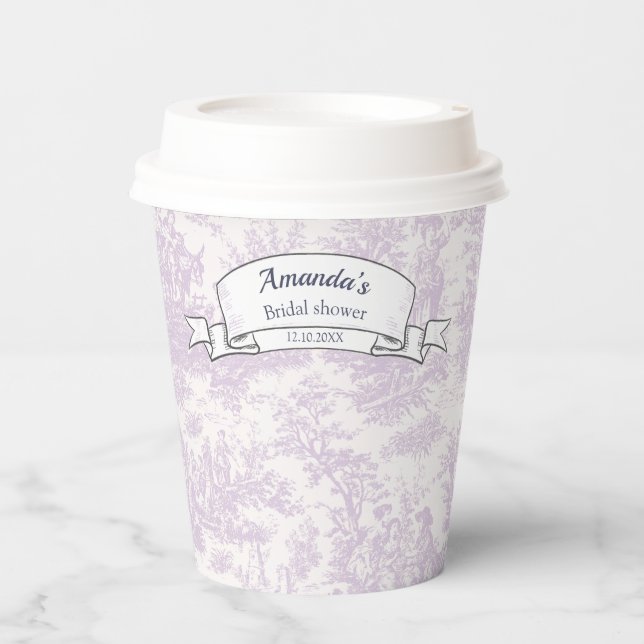 Vintage Blütenlila Pappbecher (Vorderseite)