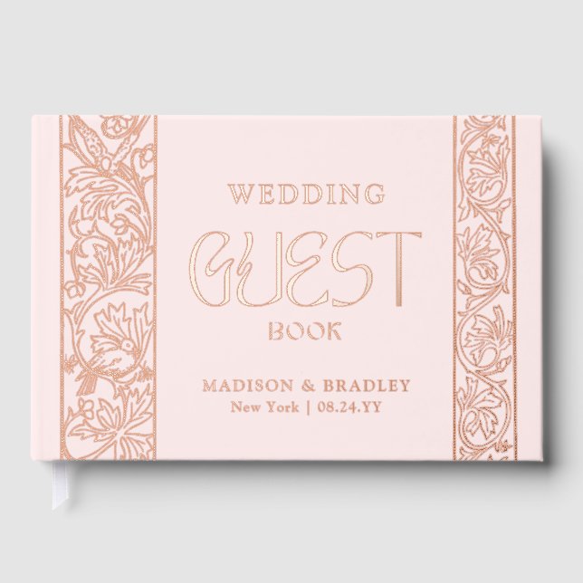Vintage Blütenpink-Hochzeit Gästebuch (Vorderseite)