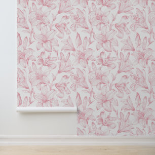 Vintage Blütenrosa Lippen Blume Wohngestaltung Tapete