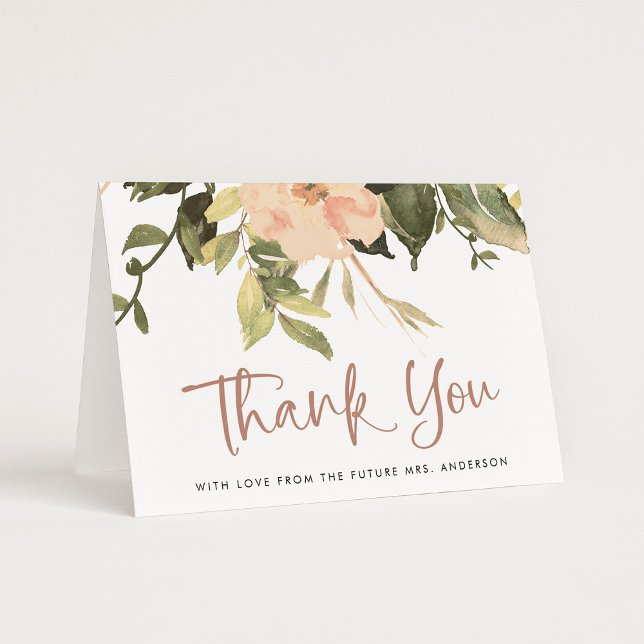 Vintage Blütenstände | Elegantes Brautparty Dankeskarte (An elegant, vintage floral folding thank you card for your bridal shower)