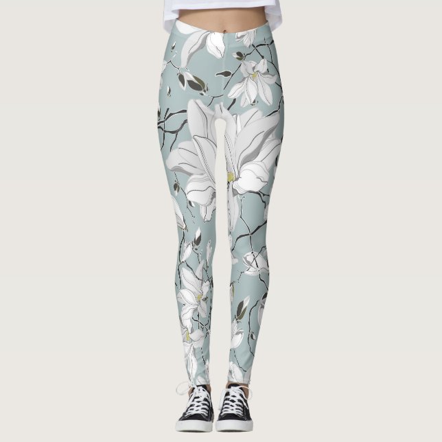 Vintage Blütentextur Nahtloses Muster Leggings (Vorderseite)