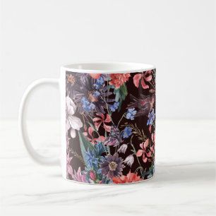 Vintage Blütenvögel: Aquarellfarbene Eleganz. Kaffeetasse
