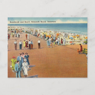 Vintage Boardwalk und Strand Rehoboth Delaware Postkarte