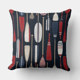 Vintage Boat Oars, Red, White & Blue Kissen