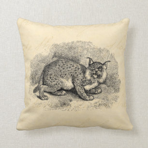 Vintage Bobcat 1800s Bob-Katzen-Luchs-Illustration Kissen