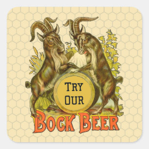 Vintage-Bockbierposter: Antike Goat Saloon Bar Quadratischer Aufkleber