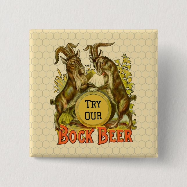 Vintage-Bockbierposter: Antike Ziegen-Saloon-Bar  Button (Vorderseite)