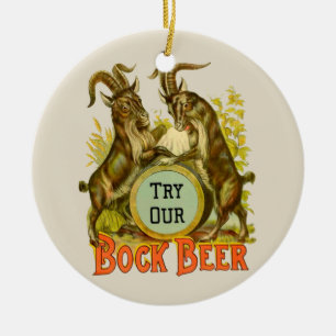 Vintage-Bockbierposter: Antike Ziegen-Saloon-Bar Keramikornament