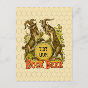Vintage-Bockbierposter: Antike Ziegen-Saloon-Bar Postkarte