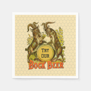 Vintage-Bockbierposter: Antike Ziegen-Saloon-Bar Serviette