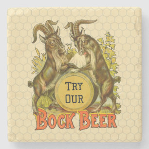 Vintage-Bockbierposter: Antike Ziegen-Saloon-Bar Steinuntersetzer