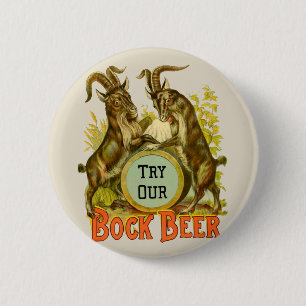 Vintage-Bockbierposter: Antiquität Ziege Saloon Ba Button