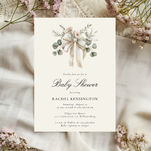 Vintage-Bogen-Eukalyptus-Blumen-Baby-Party Einladung