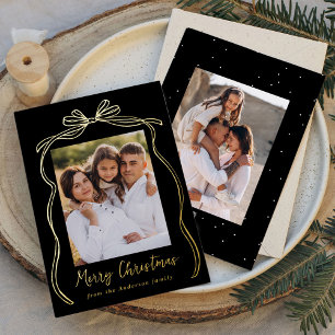 Vintage-Bogen Frohe Weihnachten Schwarz 2 Foto Folien Feiertagskarte