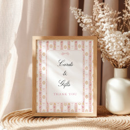 Vintage-Bogen Rosa Florales Tischschild für Baby S Poster