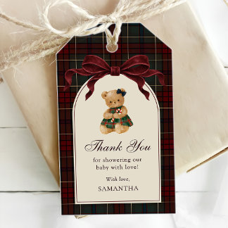 Vintage-Bogen-Teddybär-Weihnachten-Baby-Party Geschenkanhänger