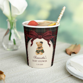 Vintage-Bogen-Teddybär-Weihnachten-Baby-Party Pappbecher