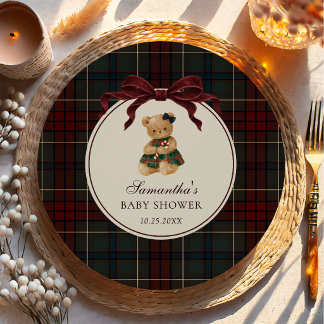 Vintage-Bogen-Teddybär-Weihnachten-Baby-Party Pappteller
