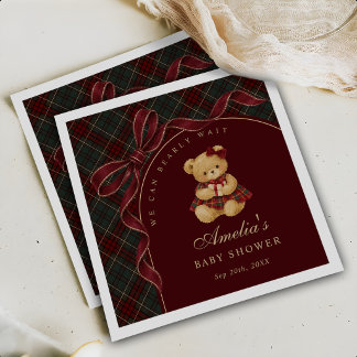 Vintage-Bogen-Teddybär-Weihnachten-Baby-Party Serviette