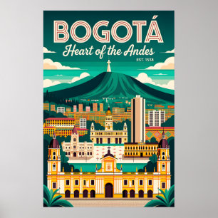 Vintage Bogotá Kolumbien Herz der Anden Retro Poster