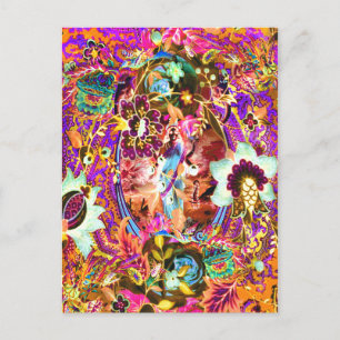 Vintage-Bohemien-Göttin Neon Postkarte