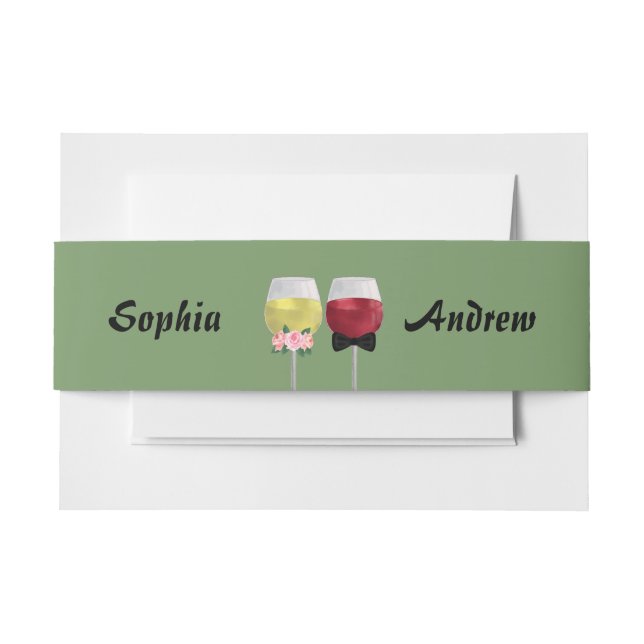 Vintage Bohemische Couple Wine Wedding Einladungsbanderole (Vorderseite Beispiel)