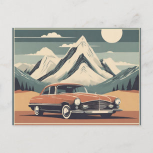 Vintage Boho 1950er Jahre Diner Retro Auto Feiertagspostkarte