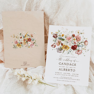 Vintage Boho Blumenstrauß Hochzeit Einladung