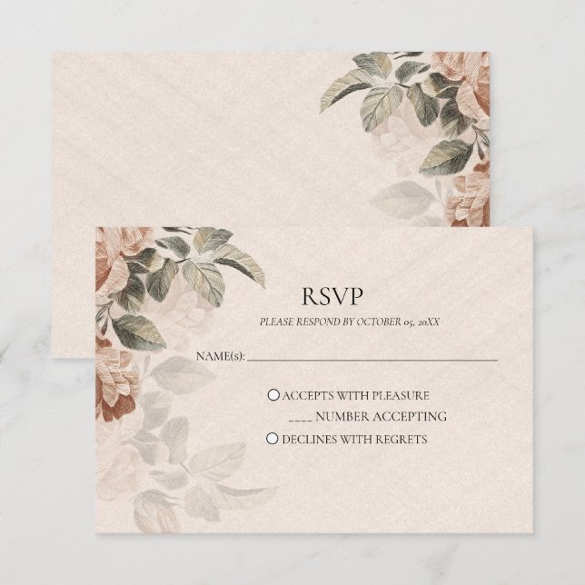 Vintage Boho Botanisch RSVP Rustikal Terrakotta Karte (Vorne/Hinten)