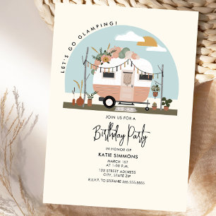 Vintage Boho-Camping-Geburtstagsfeier Einladung