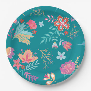 Vintage Boho Chic Florale Geburtstagspapierplatte Pappteller
