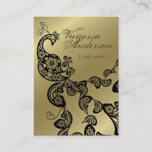 Vintage Boho Chic Paisley Elegante Blumen Pfau Visitenkarte