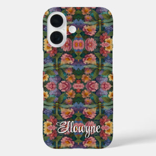 Vintage Boho-Chic Pastell-Blumen-Garten-Libelle iPhone 16 Hülle