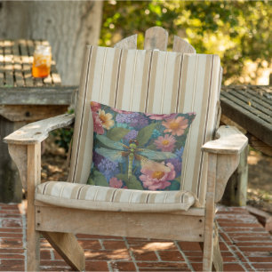 Vintage Boho-Chic Pastell-Blumen-Garten-Libelle Kissen