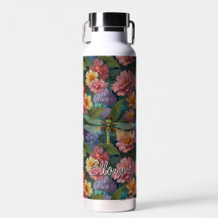Vintage Boho-Chic Pastell-Blumen-Garten-Libelle Trinkflasche
