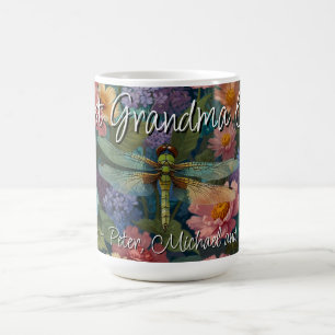 Vintage Boho Chic Pastell Blumen Libelle Oma Kaffeetasse