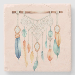 Vintage Boho Feder Traumfänger Steinuntersetzer