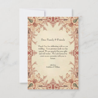 Vintage Boho Floral Ornate Border Wedding Dankeskarte