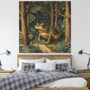 Vintage Boho Frosch Wald Forst Leinwanddruck