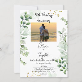 Vintage Boho Greenery Wedding Anniversary  Einladung